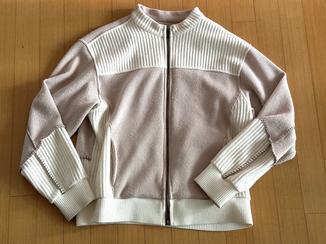 ETCE SMOCKING KNIT ZIP UP JACKET (BEIGE) 상품이미지2