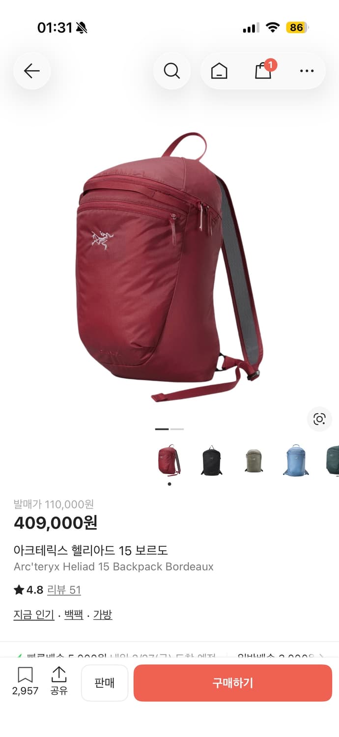 아크테릭스 헬리아드 15 보르도 상품이미지5