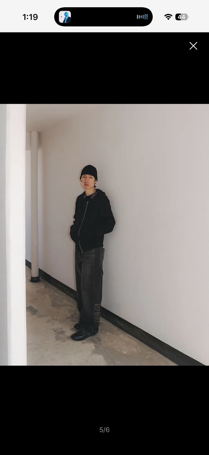 카락터 빈티지 데님 팬츠 블랙  상품이미지5