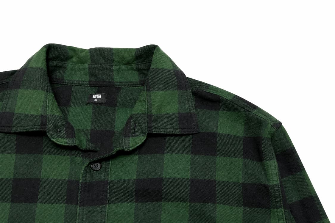 JPN 일본 빈티지 클래식 워크웨어 유니클로 그린 플란넬 체크 셔츠 XL 상품이미지5