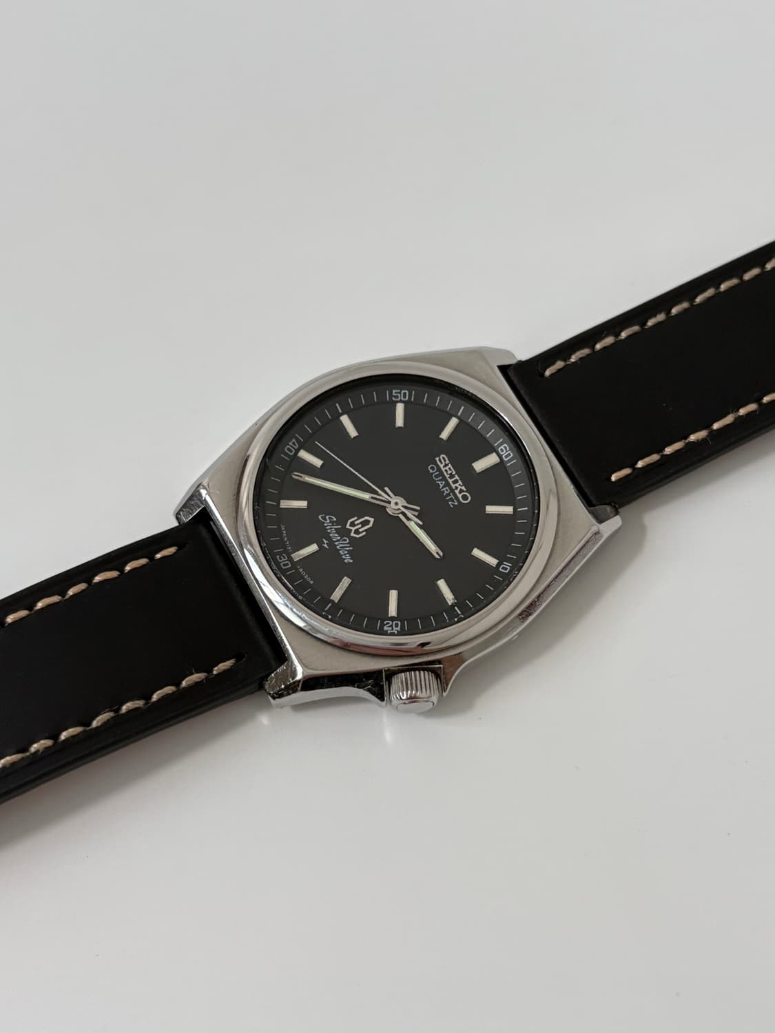 80s silverwave black dial silver quartz 상품이미지5