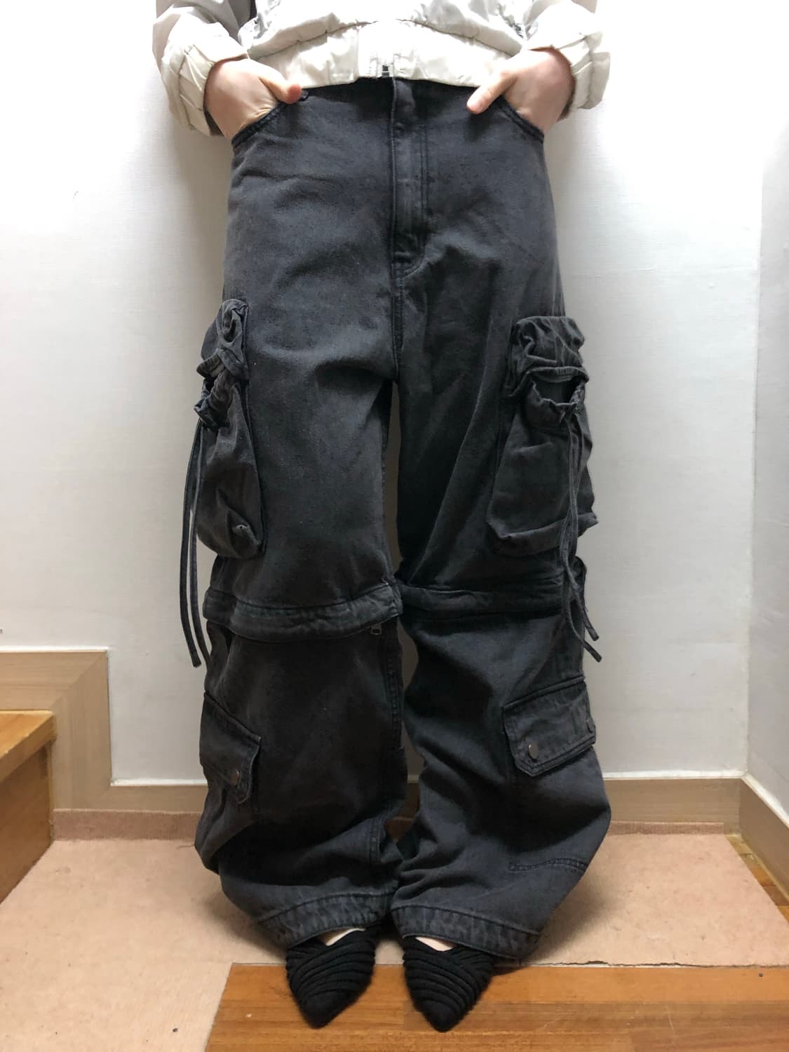 빈티지 블랙 데님 카고 팬츠 상품이미지1