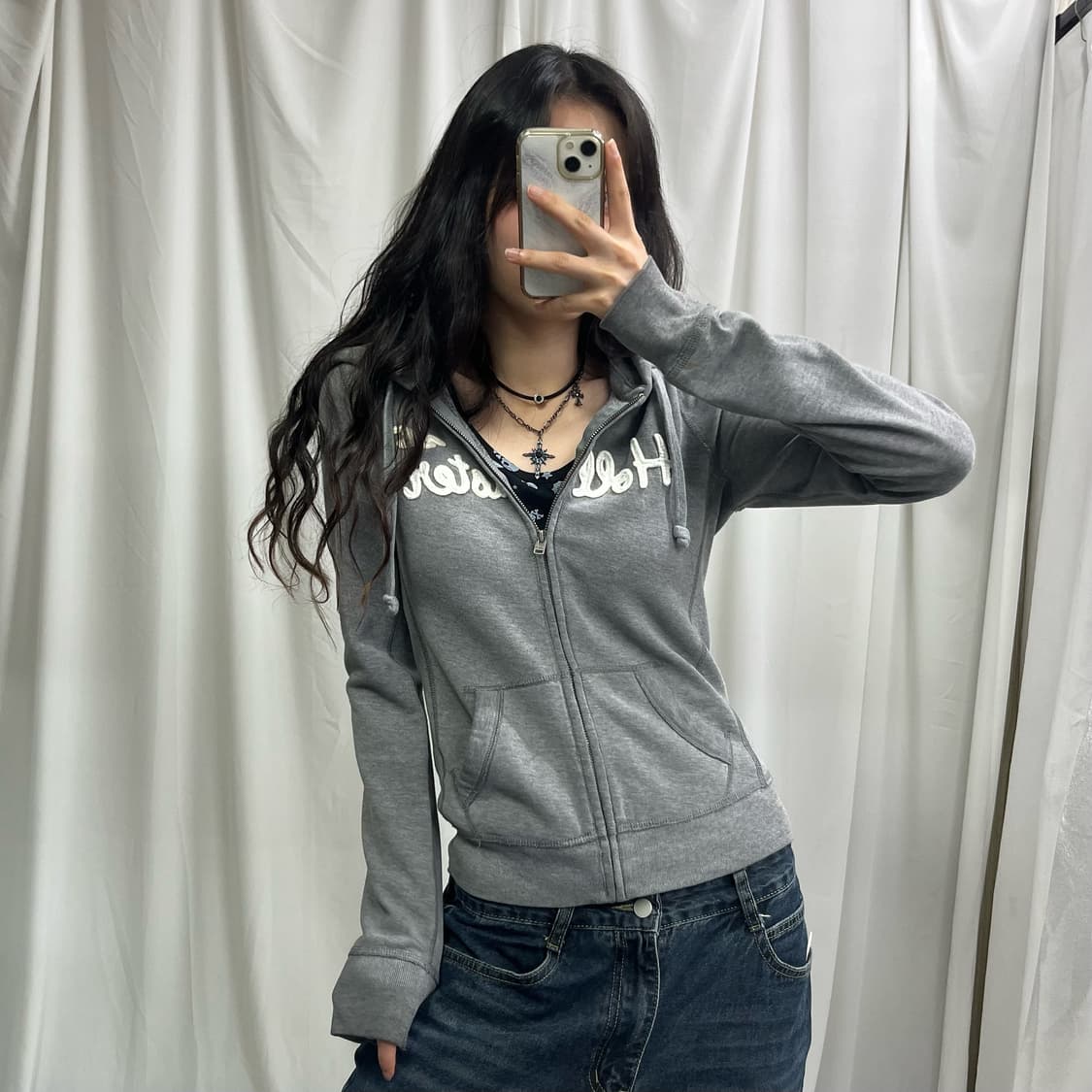 Hollister gray hood zip-up 상품이미지2