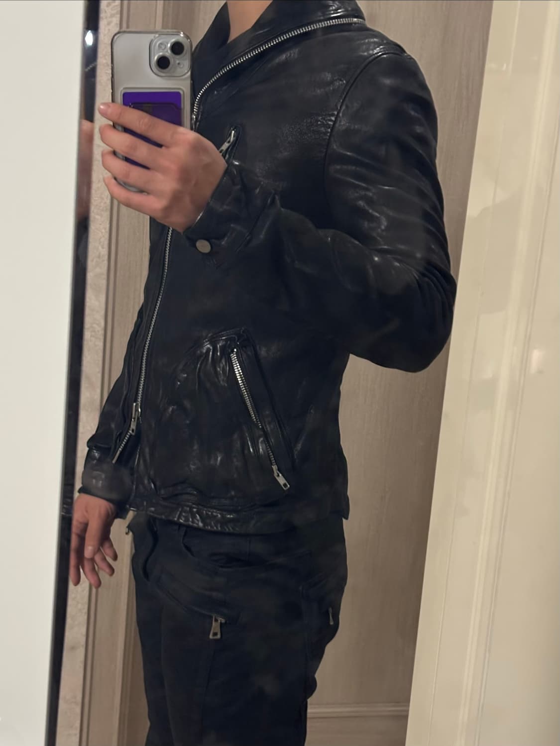 베지터블 램스킨 풀집업 자켓 블랙 상품이미지10