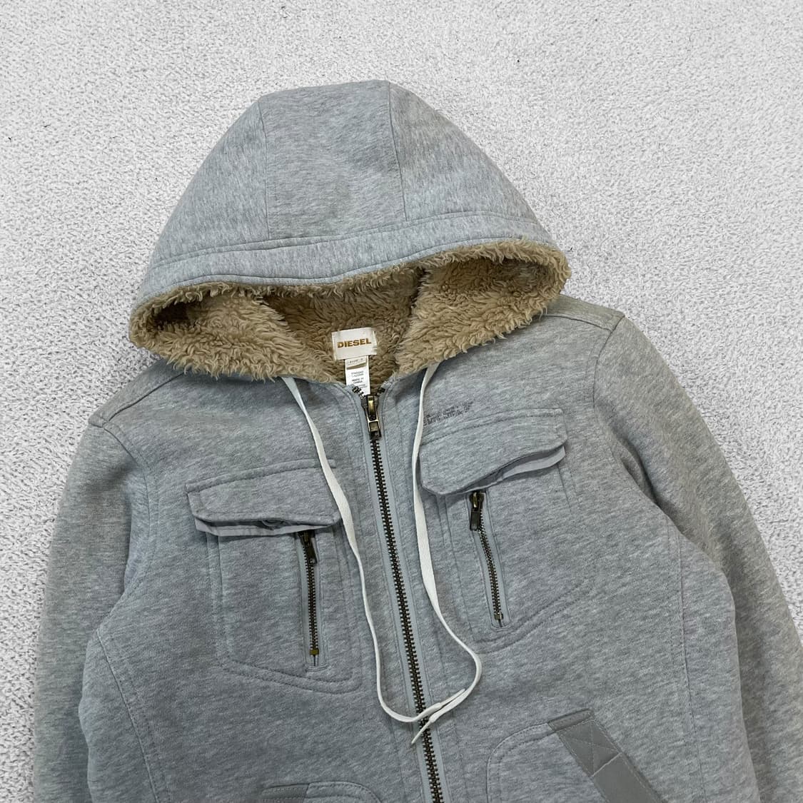 디젤 Diesel 투웨이 퍼 후드집업 그레이 상품이미지2