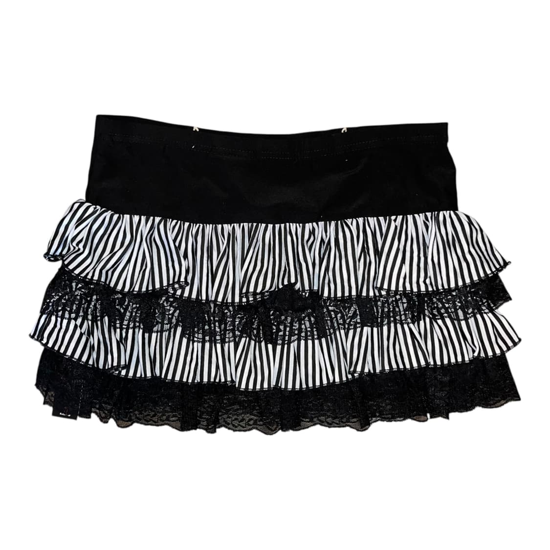 스트라이프 레이스 밴딩 캉캉 스커트 갸루y2k키치 상품이미지4