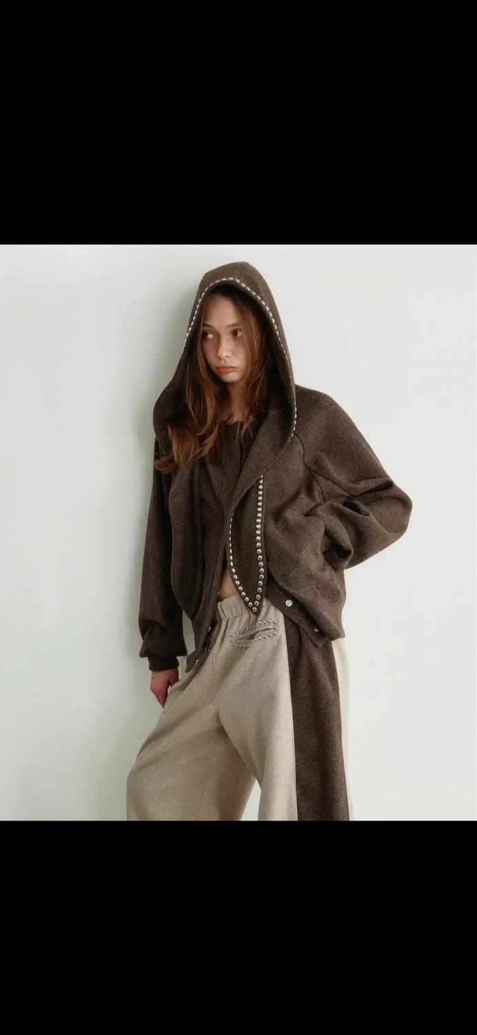 김미더영 스터드 후드가디건 상품이미지1