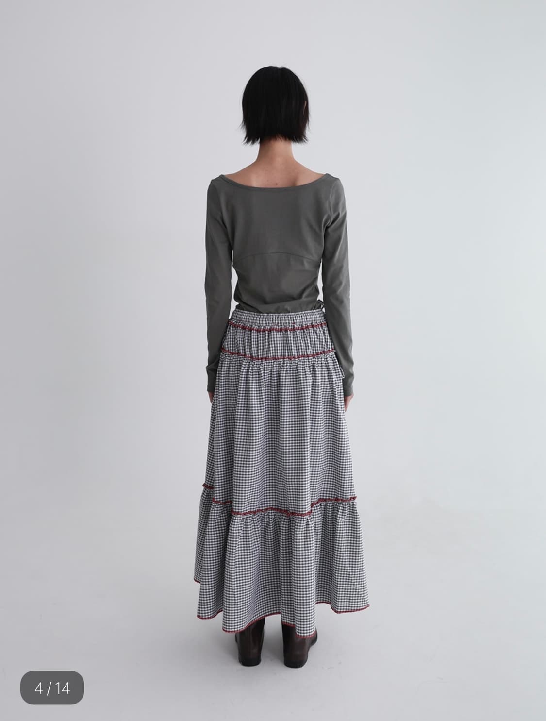 Amorshaee 깅엄 체크 스커트 상품이미지3