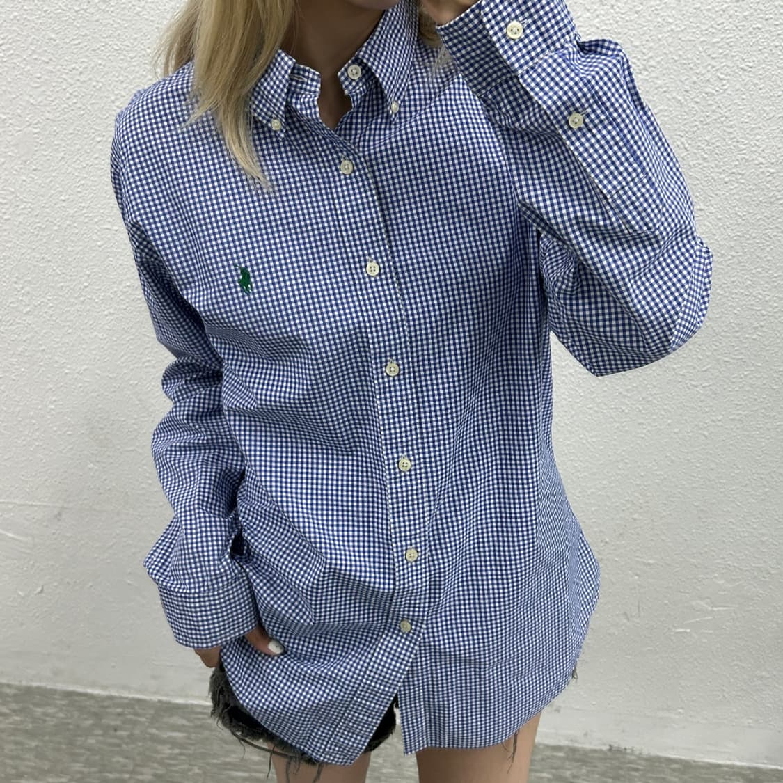 폴로 랄프로렌 그린포니 블루 체크 셔츠 L 상품이미지1