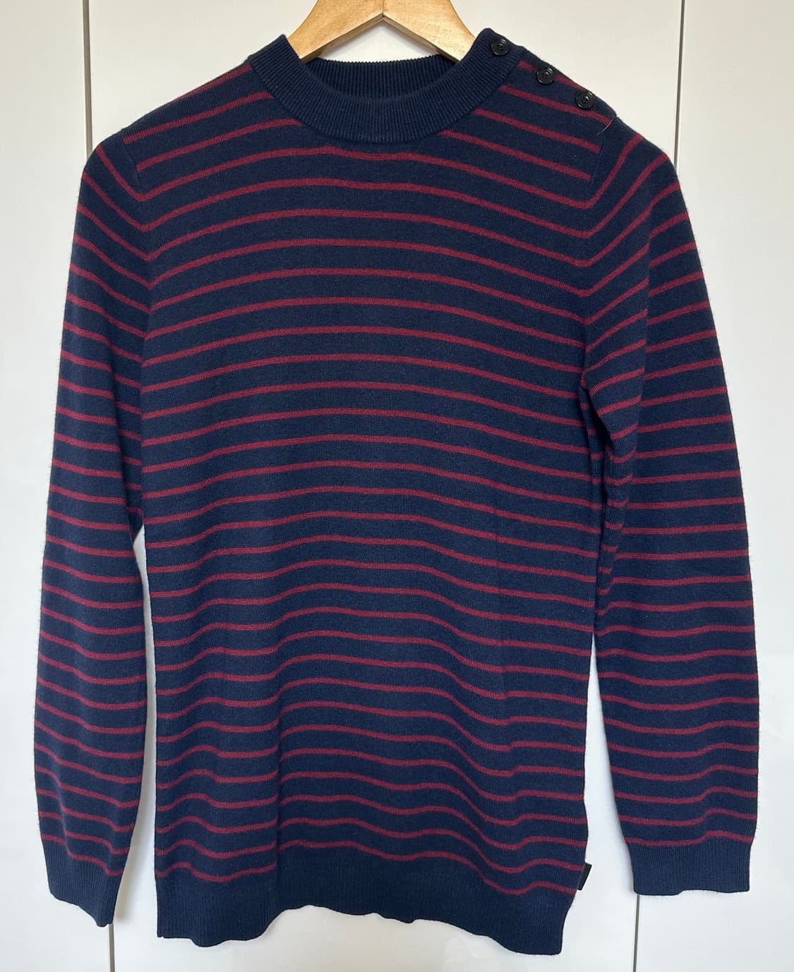 버버리울캐시미어네이비/버건디 스트라이프 니트 상품이미지2