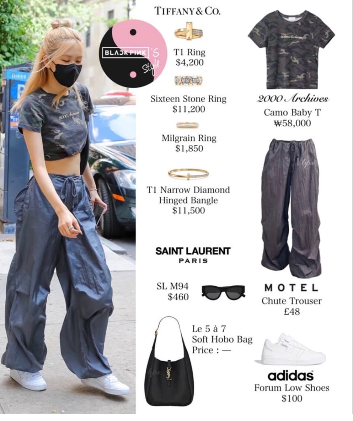 블랙핑크 로제 바지 Motel Rocks Parachute Pants 상품이미지3