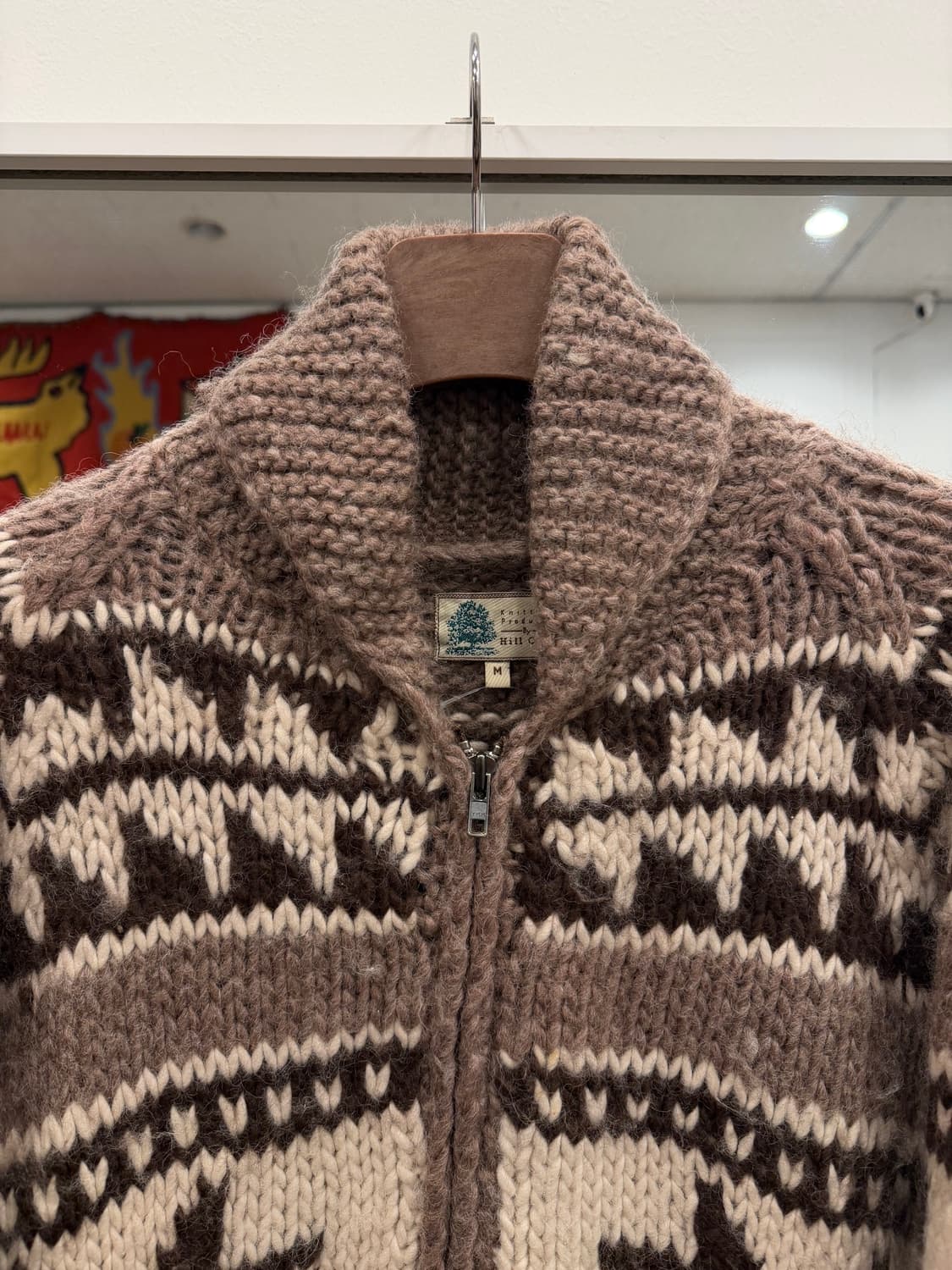 Vtg 빈티지 헤비울 코위찬 니트 집업 상품이미지3