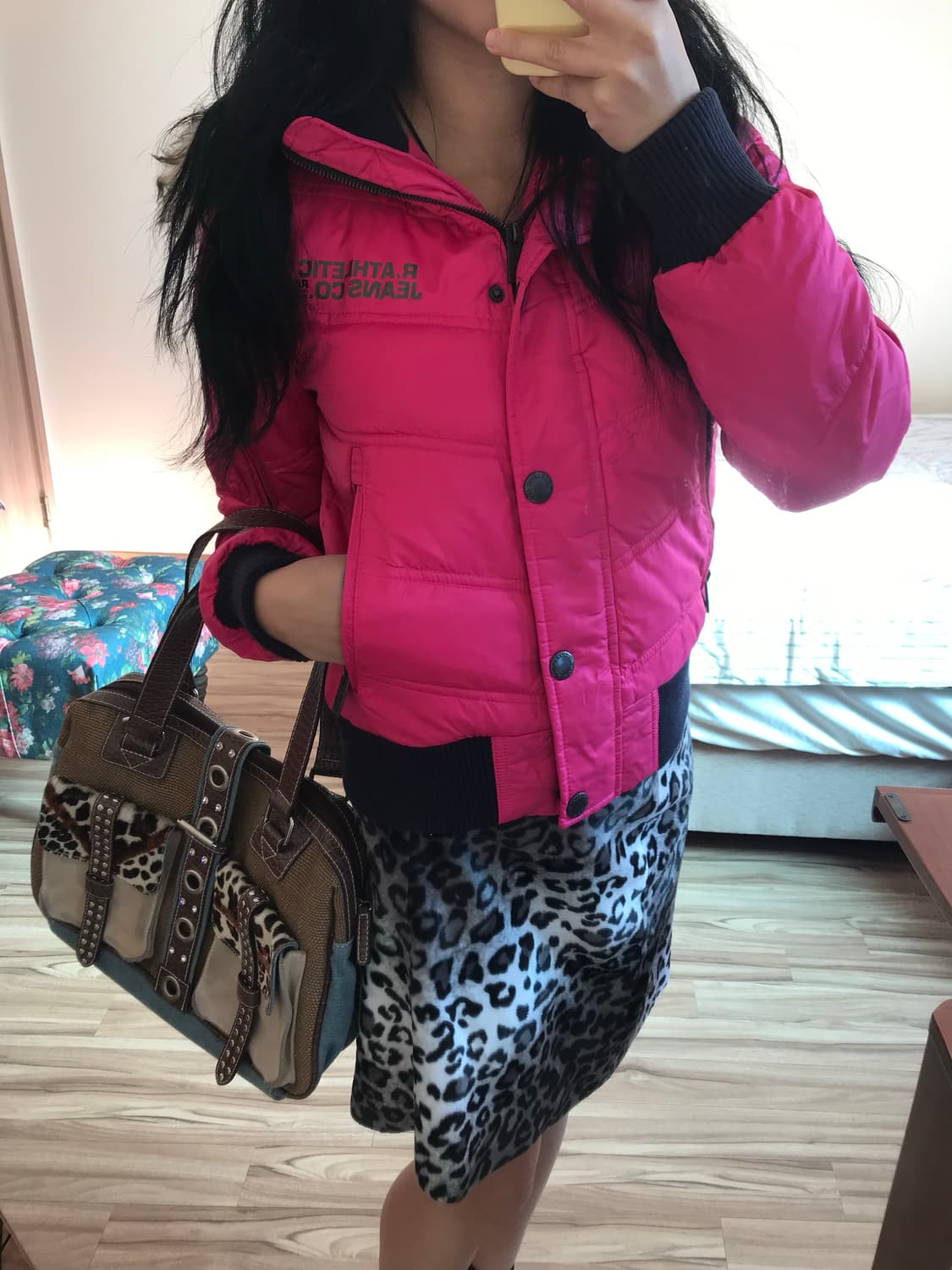 핑크 갸루 퍼 다운자켓 상품이미지7