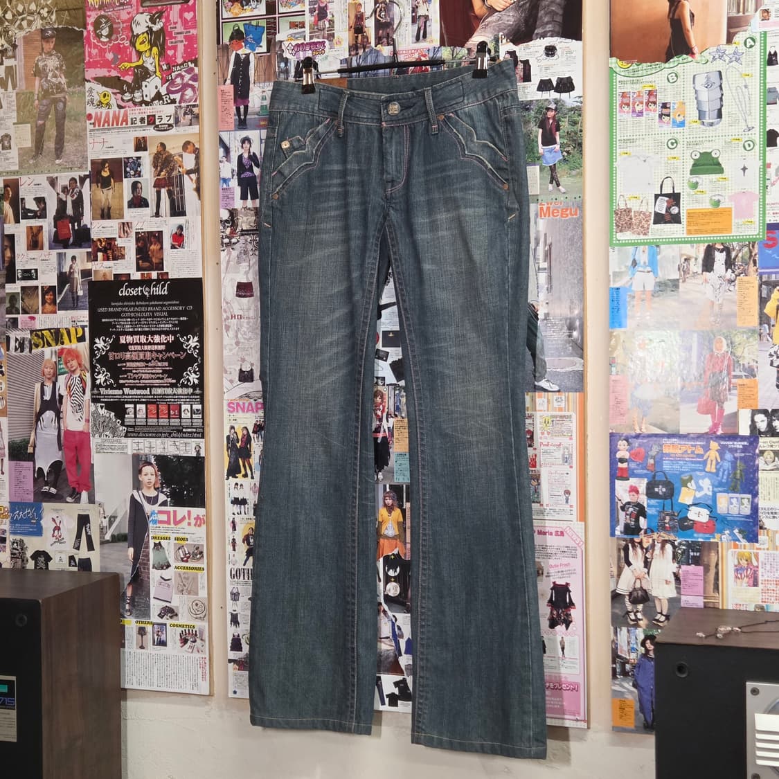 리 핑크 스티치 로우라이즈 세미 부츠컷 팬츠 상품이미지4