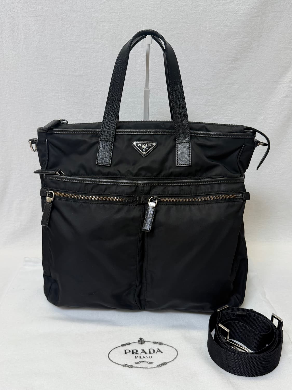 정품 프라다 리나일론 사피아노 레더 EVG860 토트백 크로스백 숄더백 상품이미지1