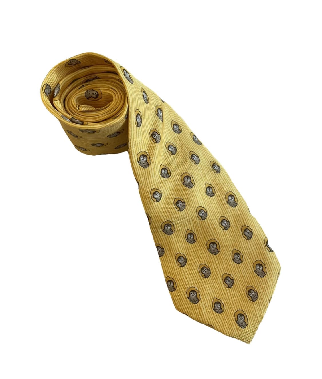 빈티지 에르메스 옐로우 부엉이 넥타이 상품이미지1