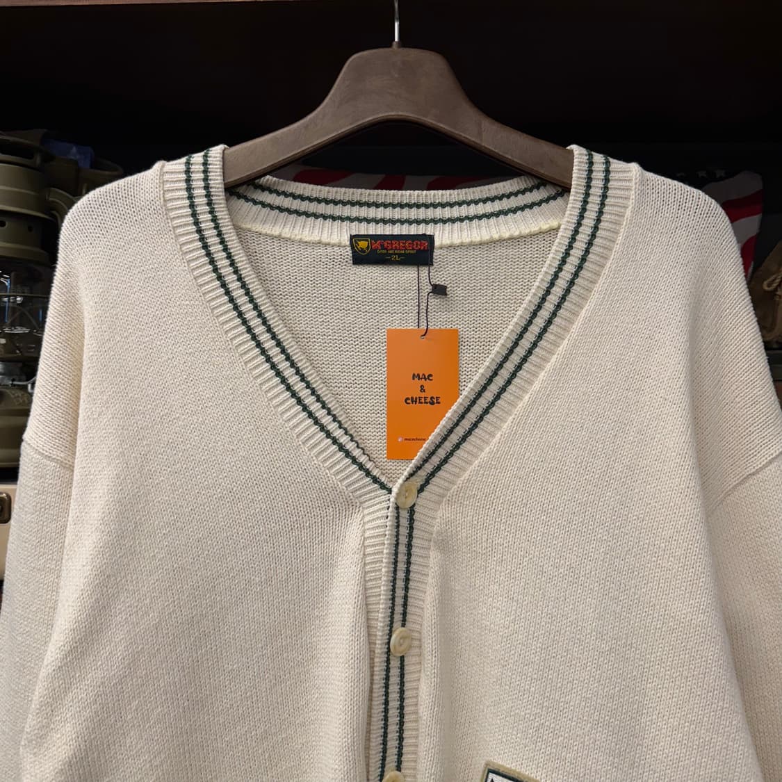 90s 맥그리거 월계수 와펜 패치 프레피 빈티지 크리켓 가디건 니트 상품이미지3