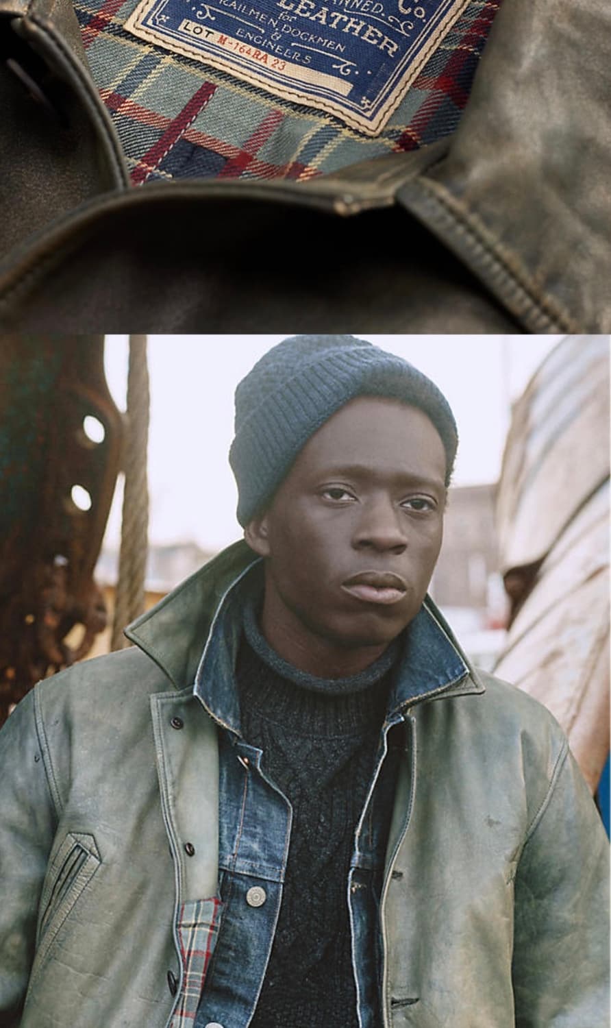 (M) RRL 인디고 레더 카 코트 자켓 더블알엘 상품이미지9