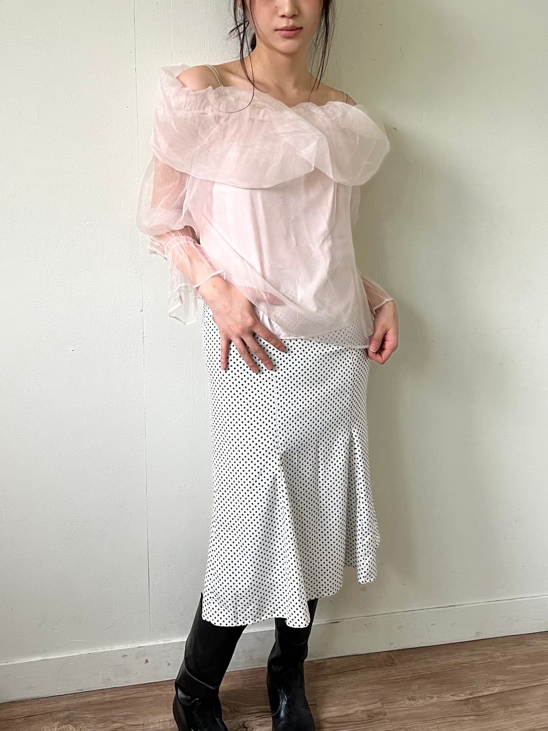 CRACKSTEP 도트 스커트 상품이미지5