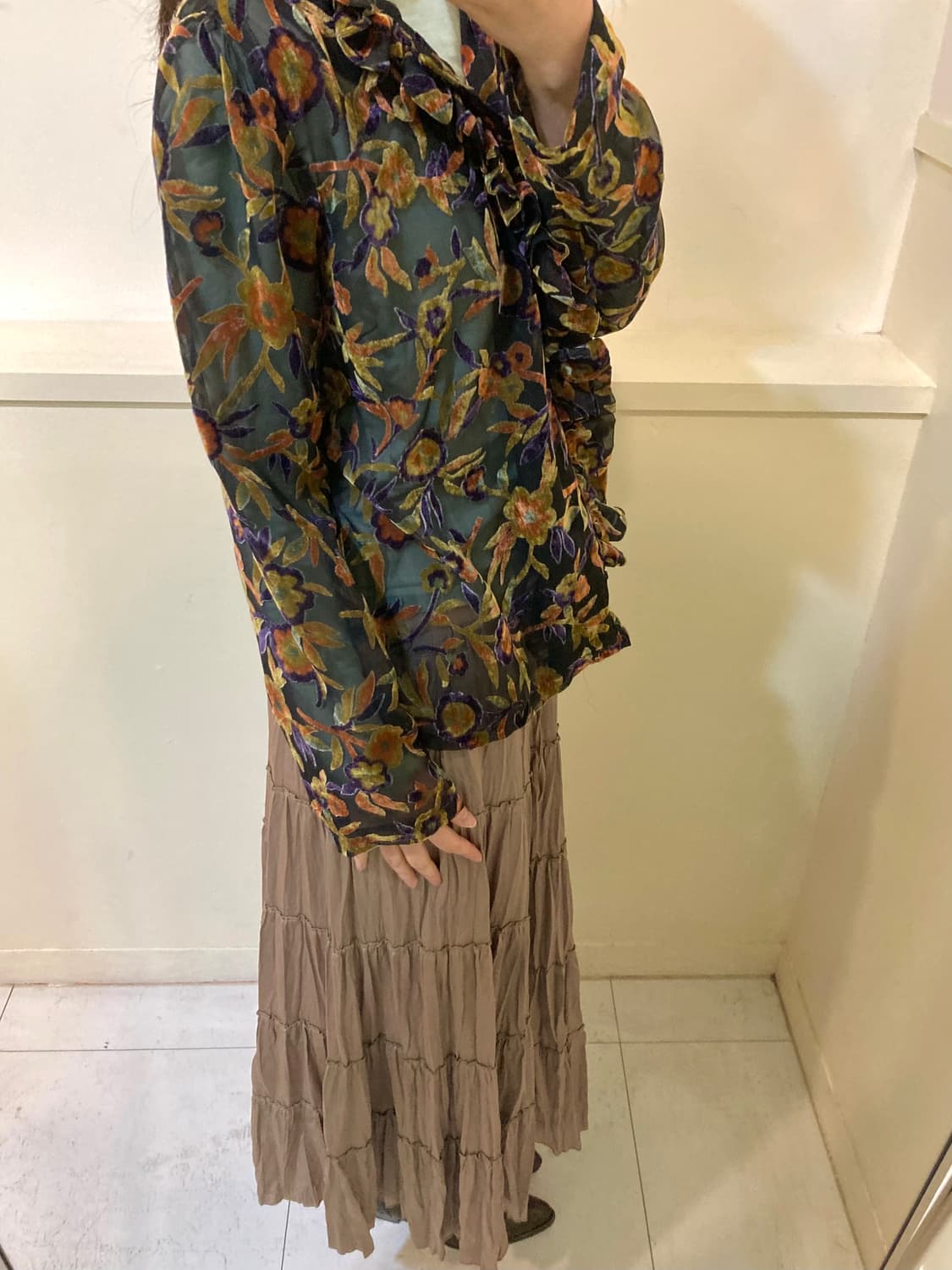 에스닉 캉캉 플리츠 롱 스커트 상품이미지10