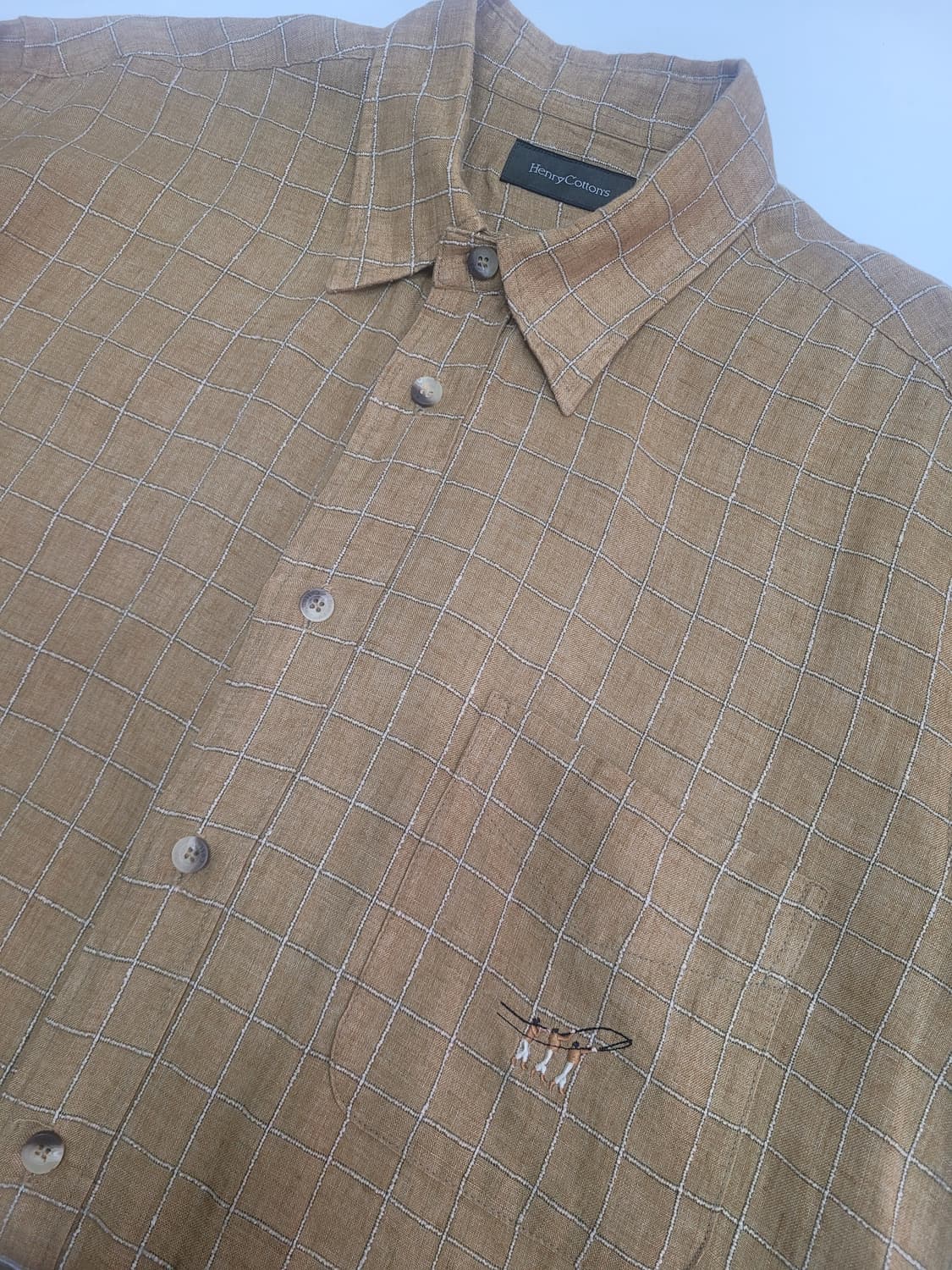 Henry Cottons 헨리코튼 린넨 체크 셔츠 / 남 100 브라운
 상품이미지3