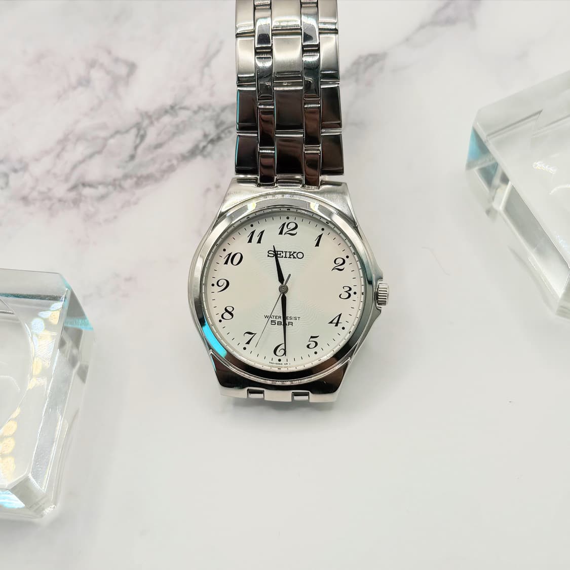90s00s 빈티지 세이코 화이트 5BAR 기요셰다이얼  브레이슬릿 워치 상품이미지6