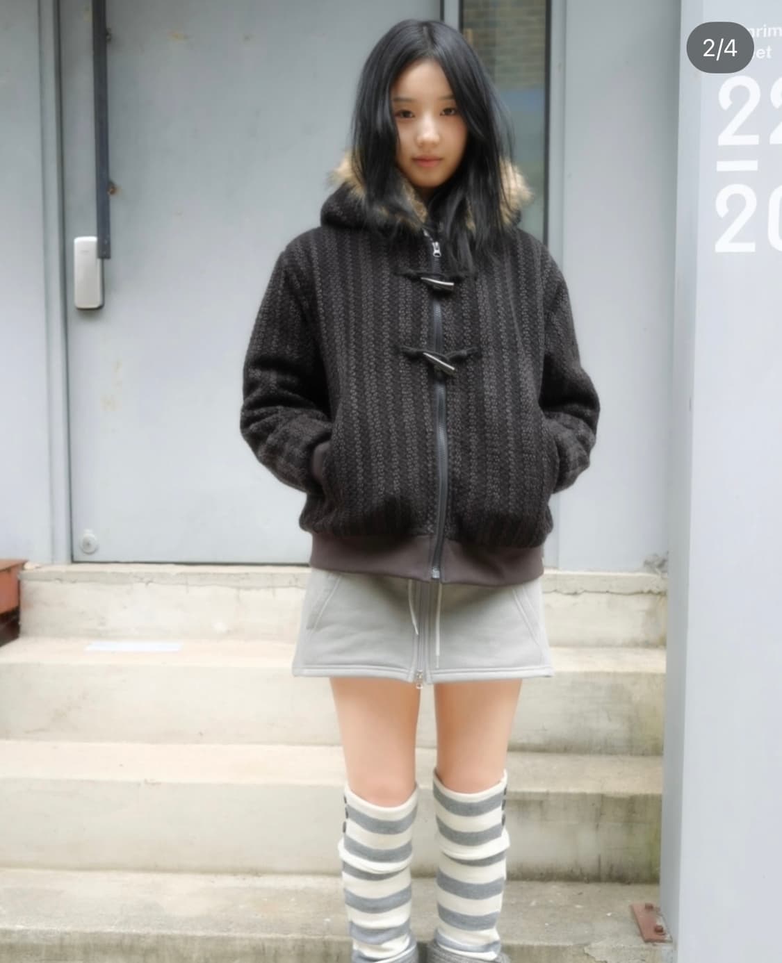 인앤양인하모니 니트 후드 자켓 브라운 knit hooded jacket 상품이미지1