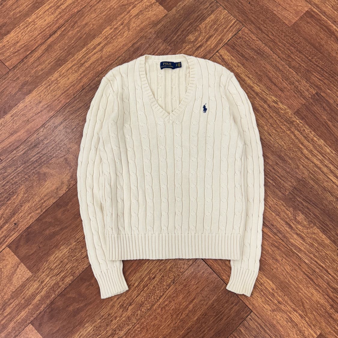 여성용  S 폴로 랄프로렌 케이블 브이넥 니트  상품이미지1