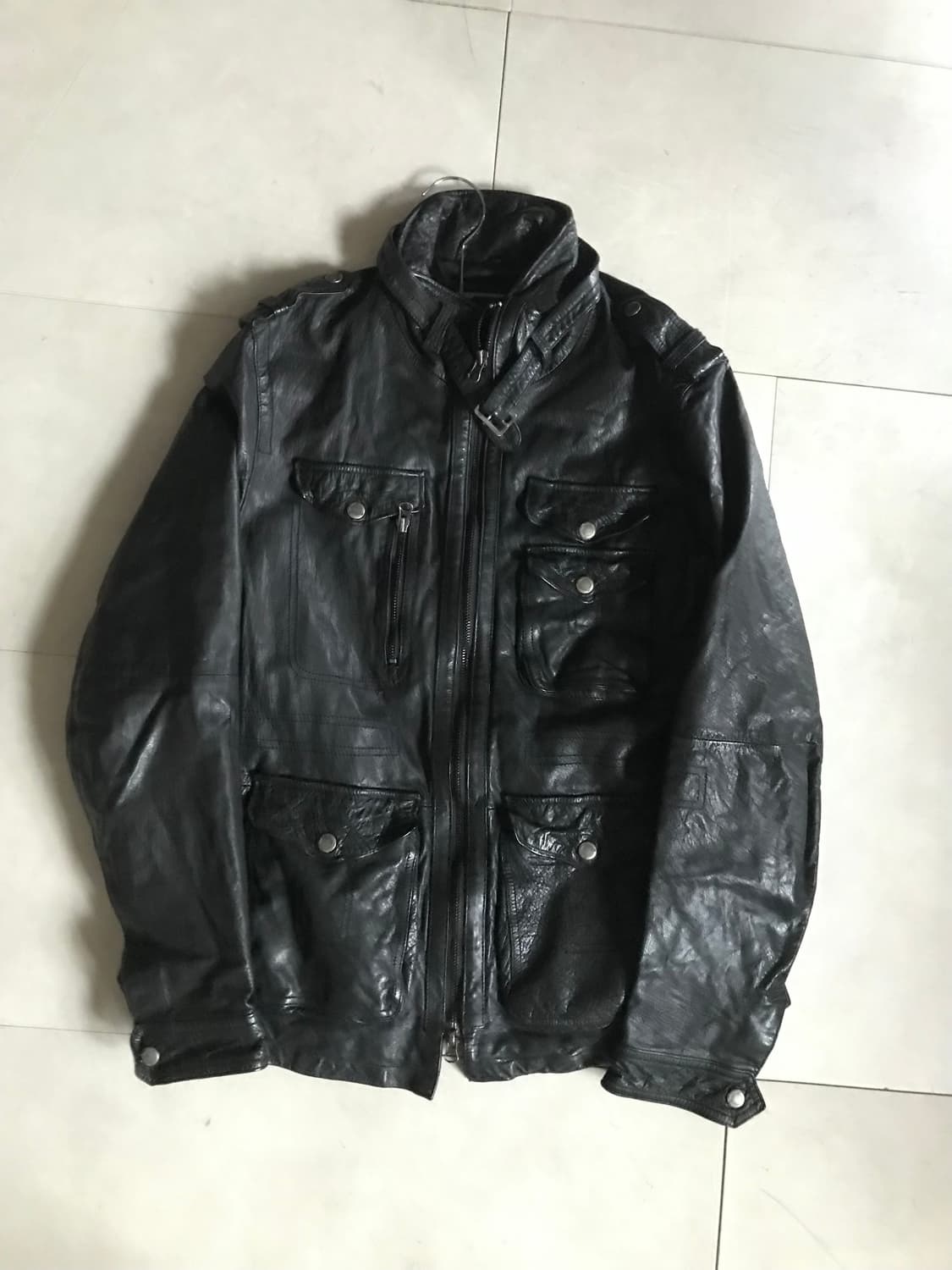 빈티지 넥버클 디테일 레더자켓 상품이미지8