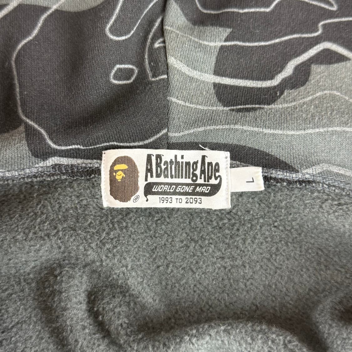 [정품] 베이프 샤크 풀집업 후드 블랙 카모 후드 L 상품이미지5