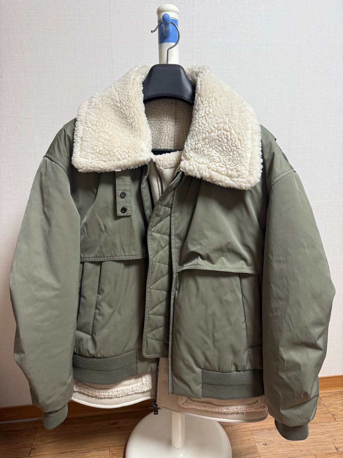 시스템옴므 퍼블록 무스탕 레이어 자켓 카키색 100 상품이미지1