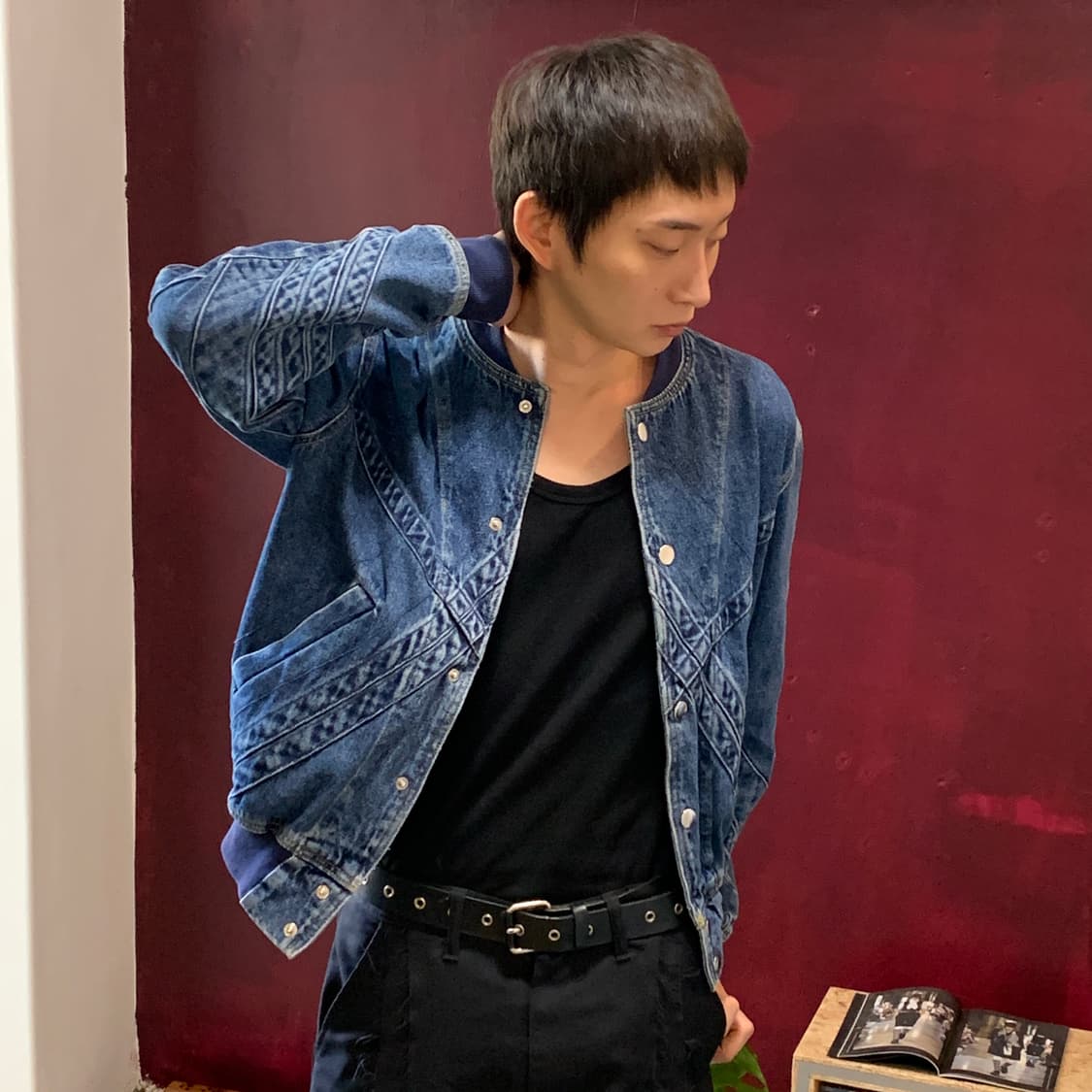 스테판 쿡 패널 데님 바시티 봄버 상품이미지9