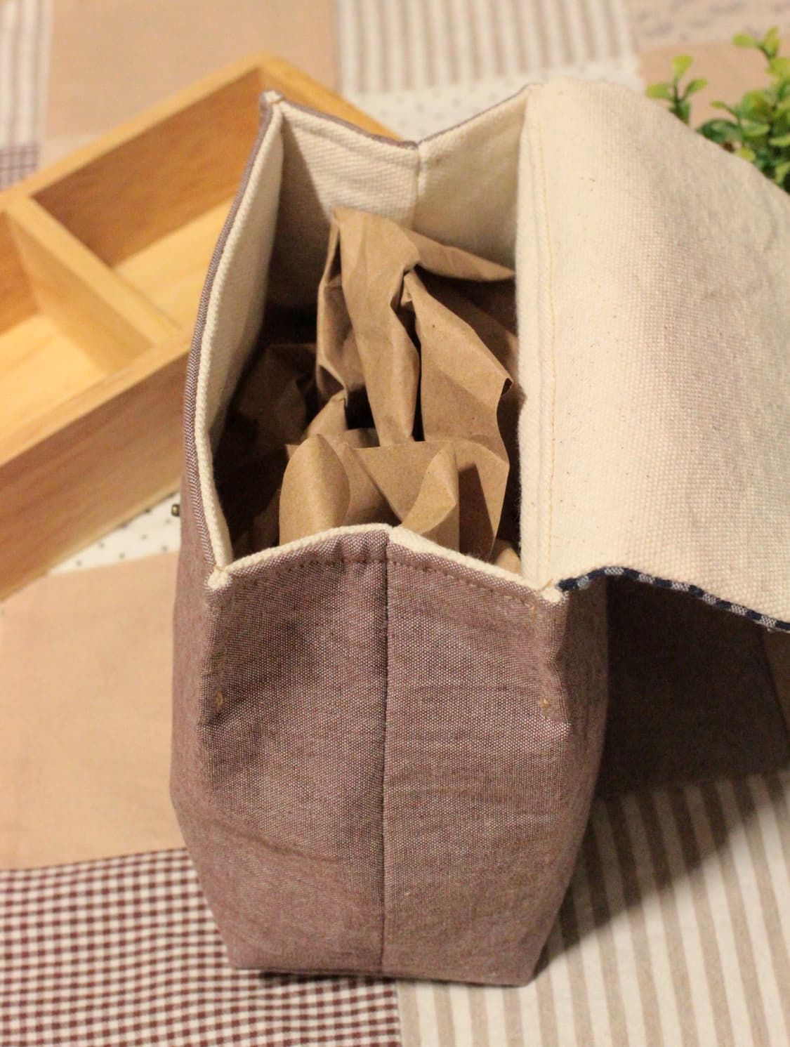 핸드메이드 네이비체크 박스 파우치 상품이미지7