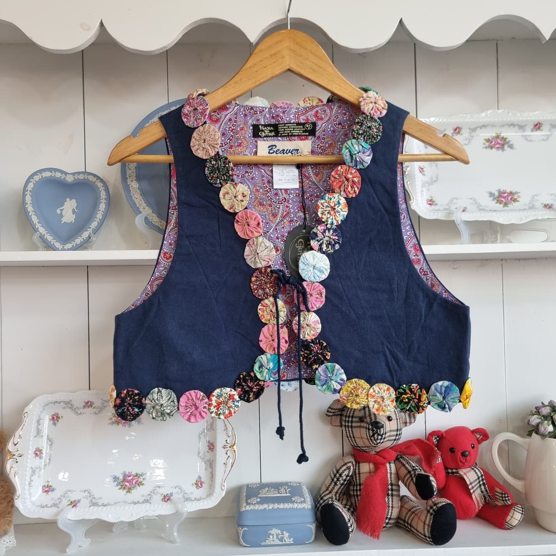 (하나 투 기타) 유니크 요요장식 리넨코튼 베스트 상품이미지1