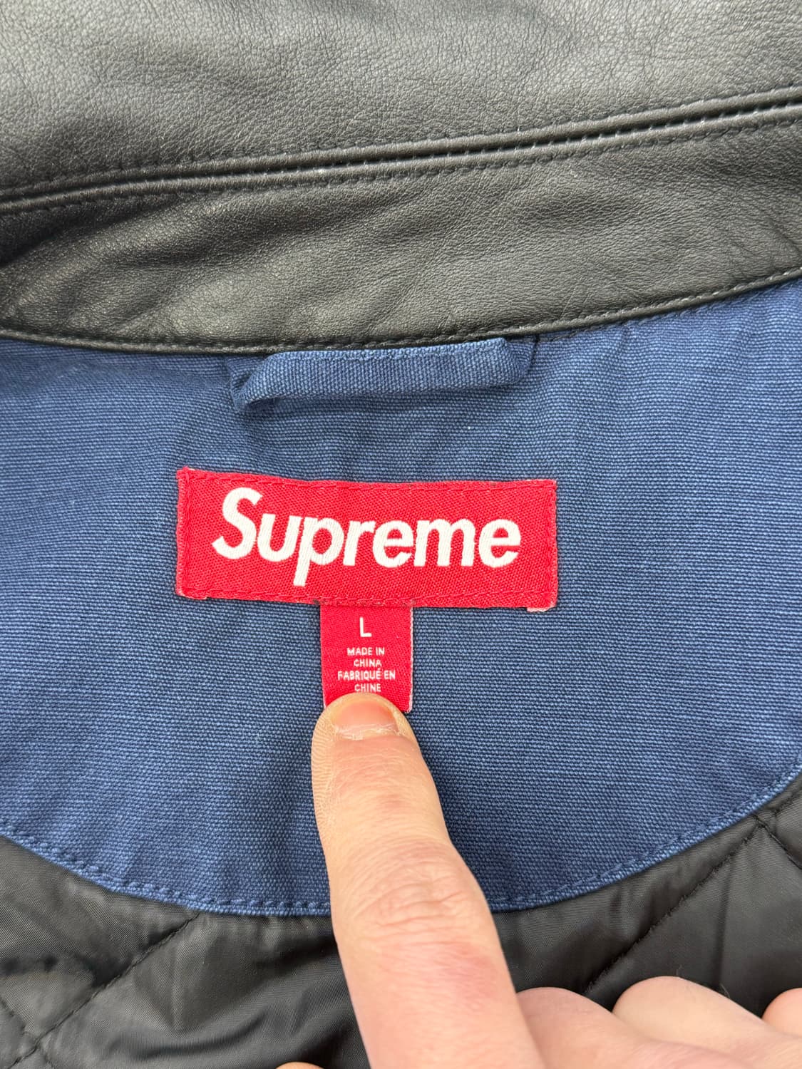 슈프림 24fw 레더 카라 유틸리티 자켓 네이비 상품이미지8