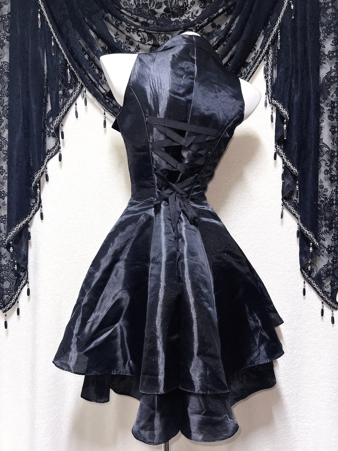 로맨틱고딕 고스펑크 미사 세라 레이스업 코르셋드레스 새틴원피스 공겜 핀터 상품이미지6