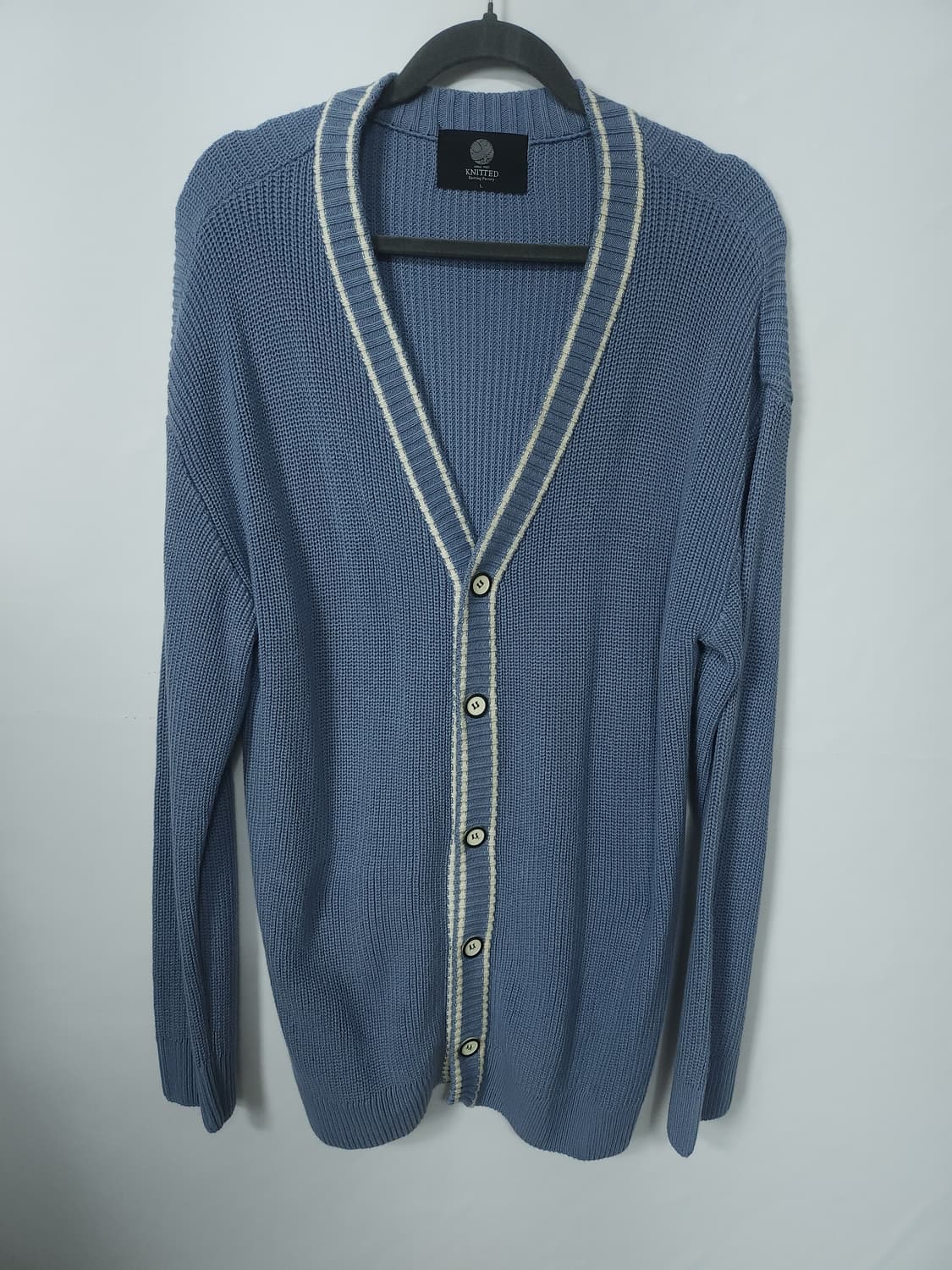 니티드 스카이블루 소프트니트 배색 가디건 100 L 새제품 새제품 상품이미지2