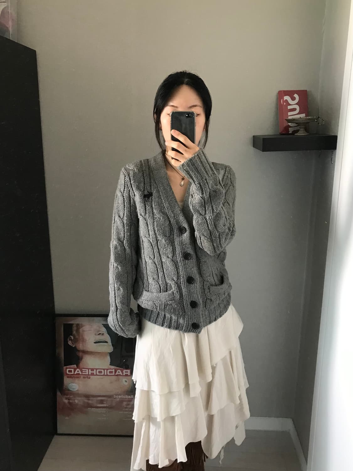 아베크롬비 산양 로고 케이블 차콜 니트 가디건 상품이미지4