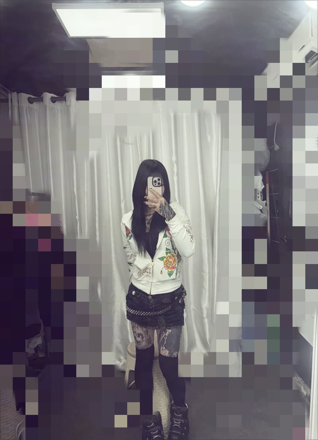 에드하디 화이트 큐빅 후드집업 상품이미지4