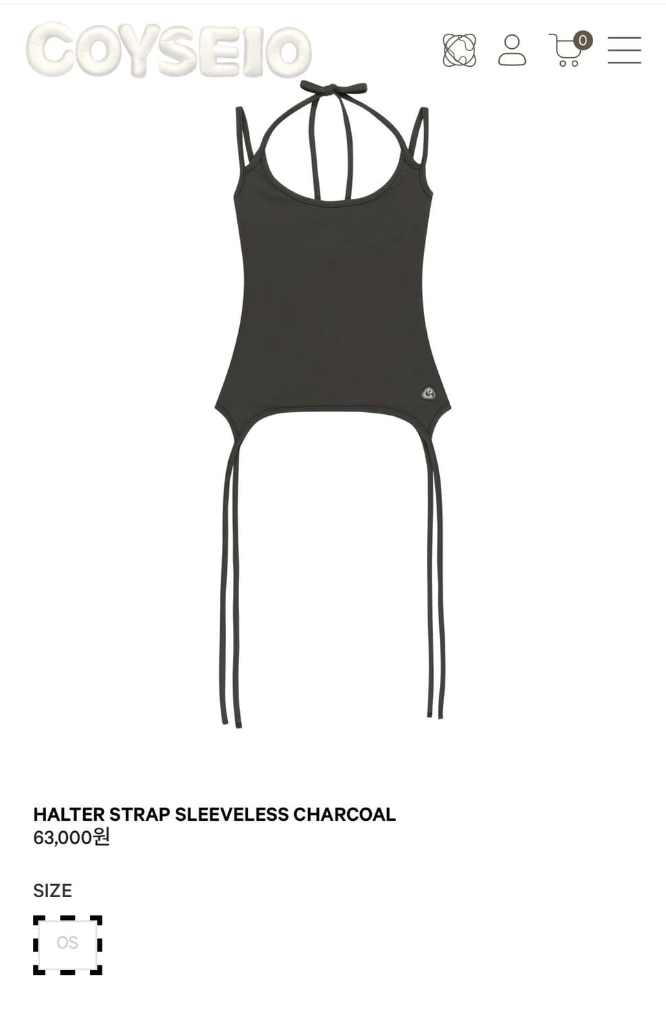 (구함) 코이세이오 스트랩 슬리브리스 차콜 상품이미지1