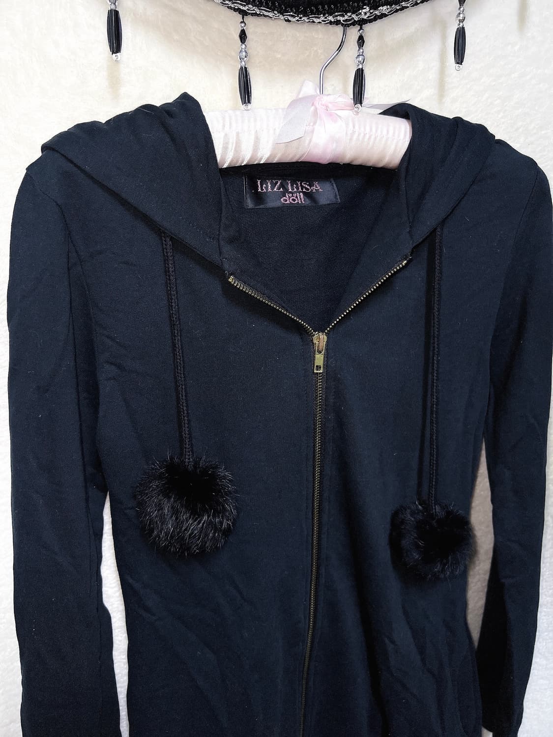 리즈리사돌 오네갸루 고스펑크 레터링 후드집업 폼폼 원피스 y2k 키치 상품이미지6