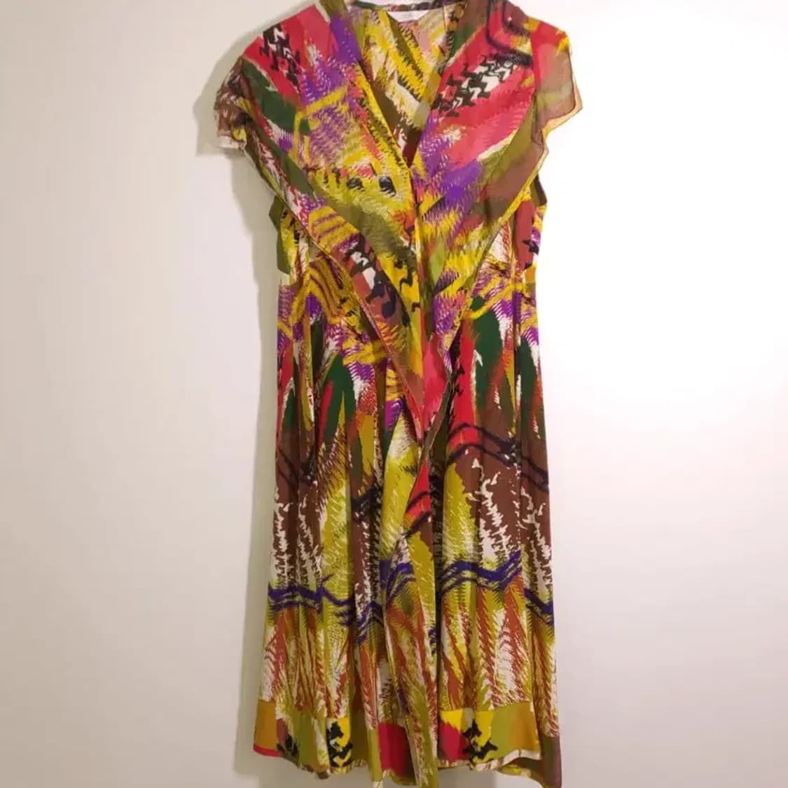 타임(TIME) 실크 100% 멀티 패턴 프릴 원피스 55 상품이미지3