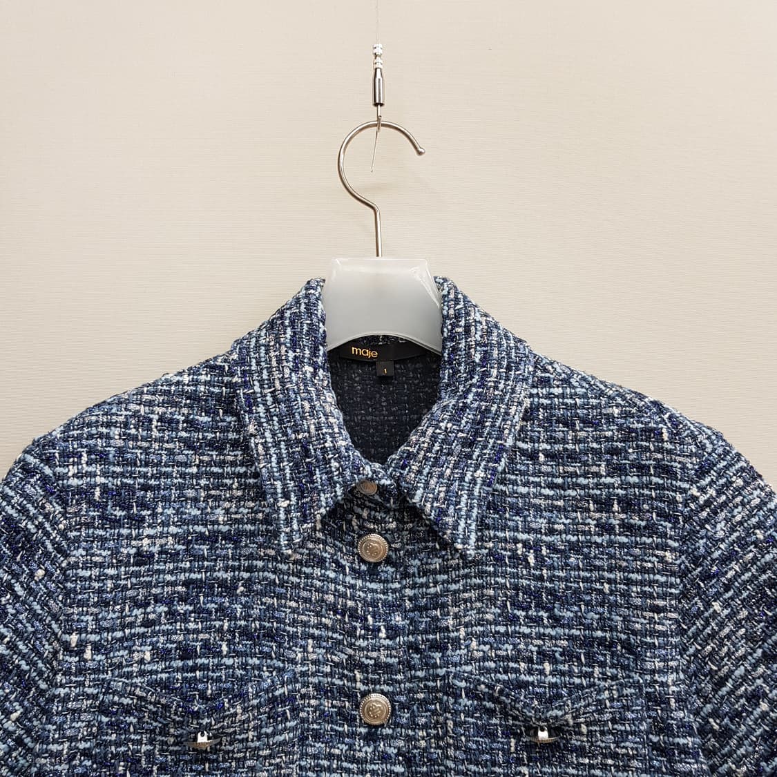 MAJE 마쥬 블루 트위드 크롭 반팔 자켓  1사이즈 상품이미지3