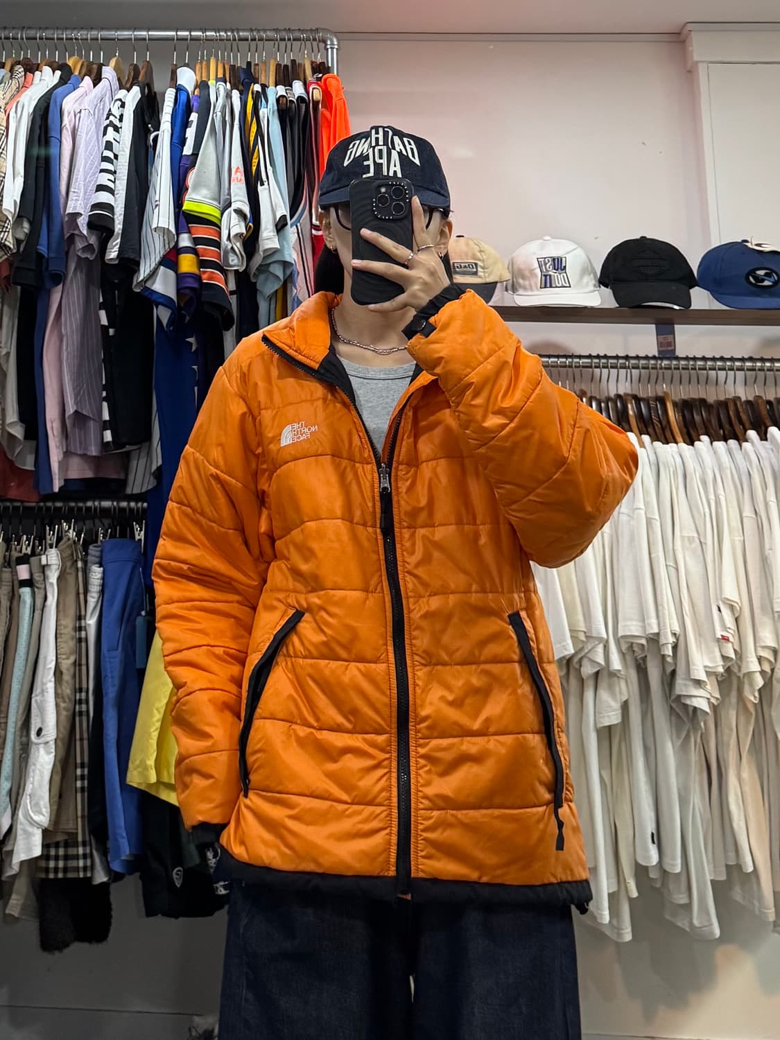 노스페이스 경량 패딩 오렌지 상품이미지5