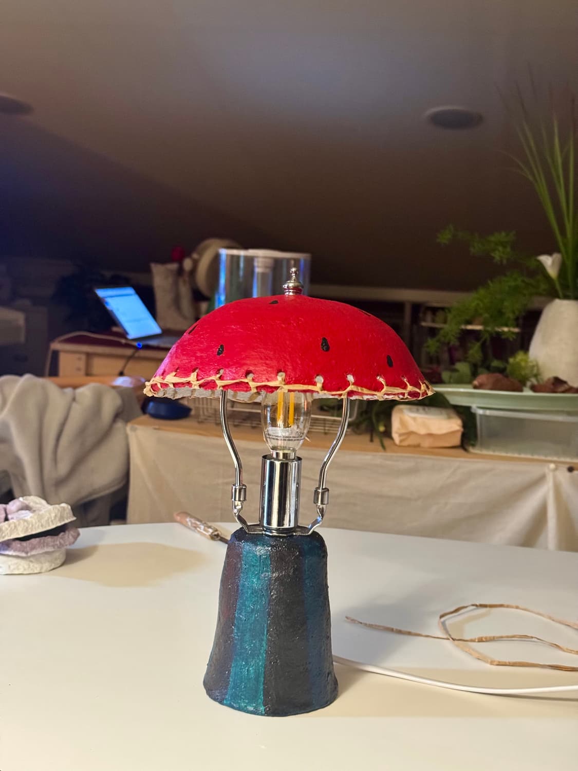 키치하고 사랑스러운 페이퍼마쉐 수박 조명🍉❤️ 상품이미지7