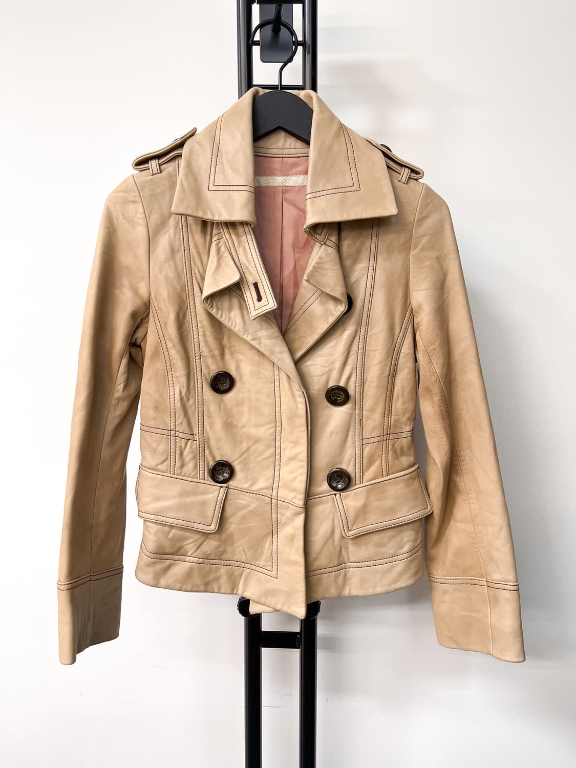 라레그로 더블 브레스티드 레더 자켓 상품이미지1