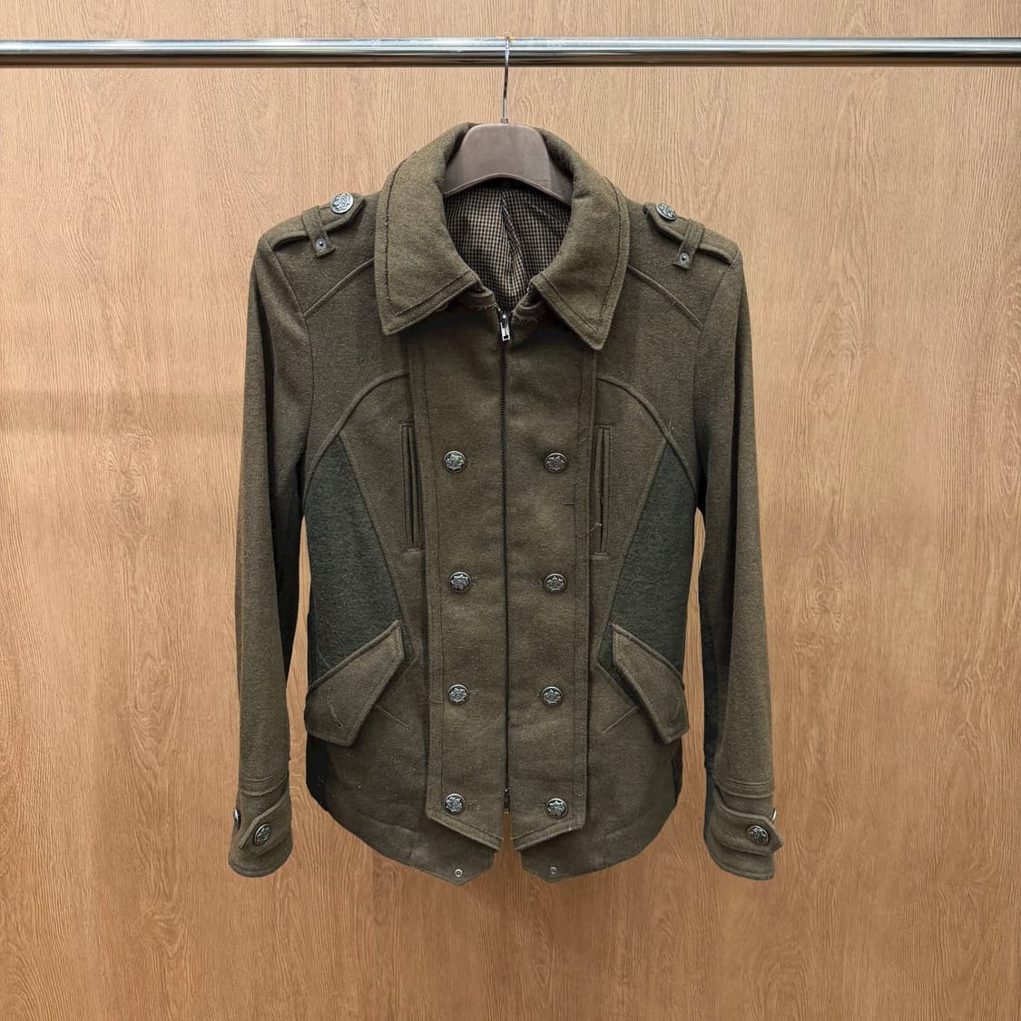 PPFM 밀리터리 더블 울 자켓 메탈 엠블럼 버튼 에폴렛 디테일 브라운 상품이미지2