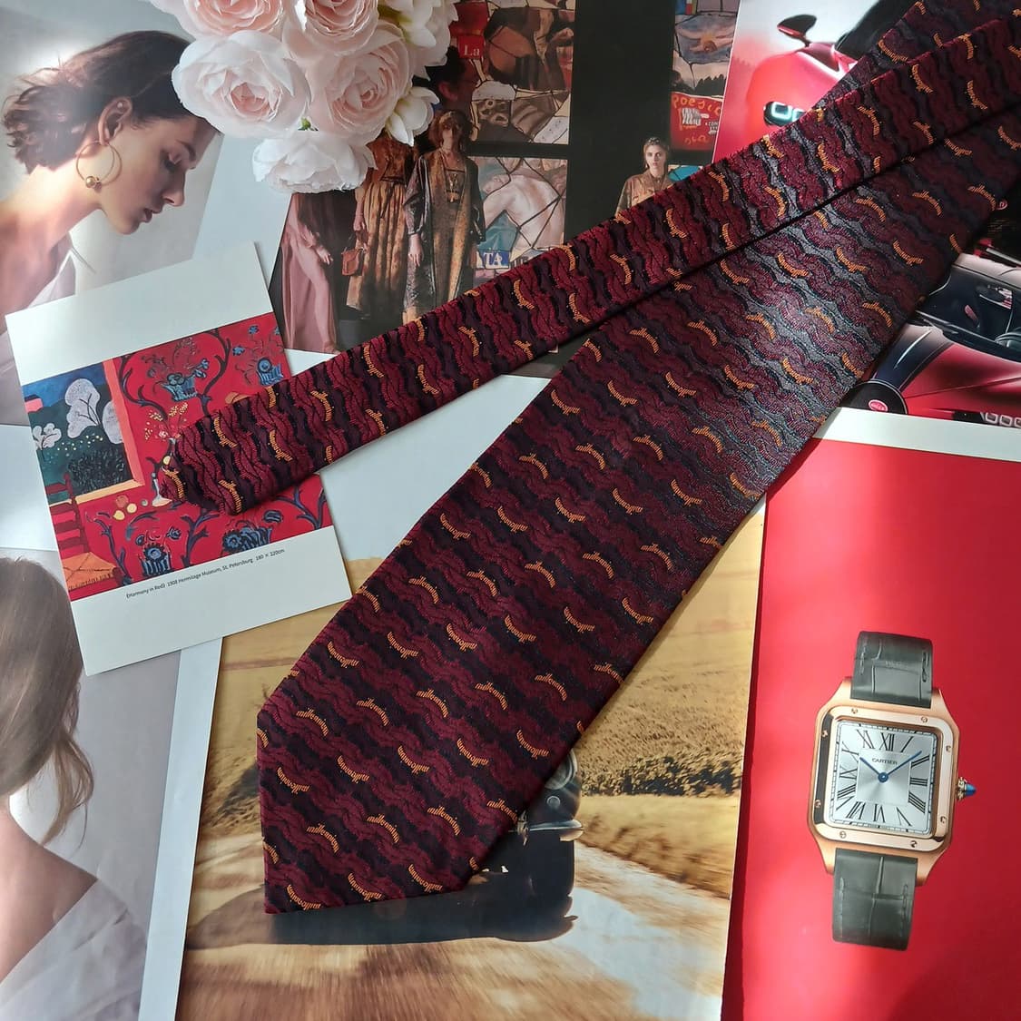 아쿠아스큐텀 실크 밀레니엄 웨이브 넥타이 9.7cm A+등급 A19194 상품이미지3