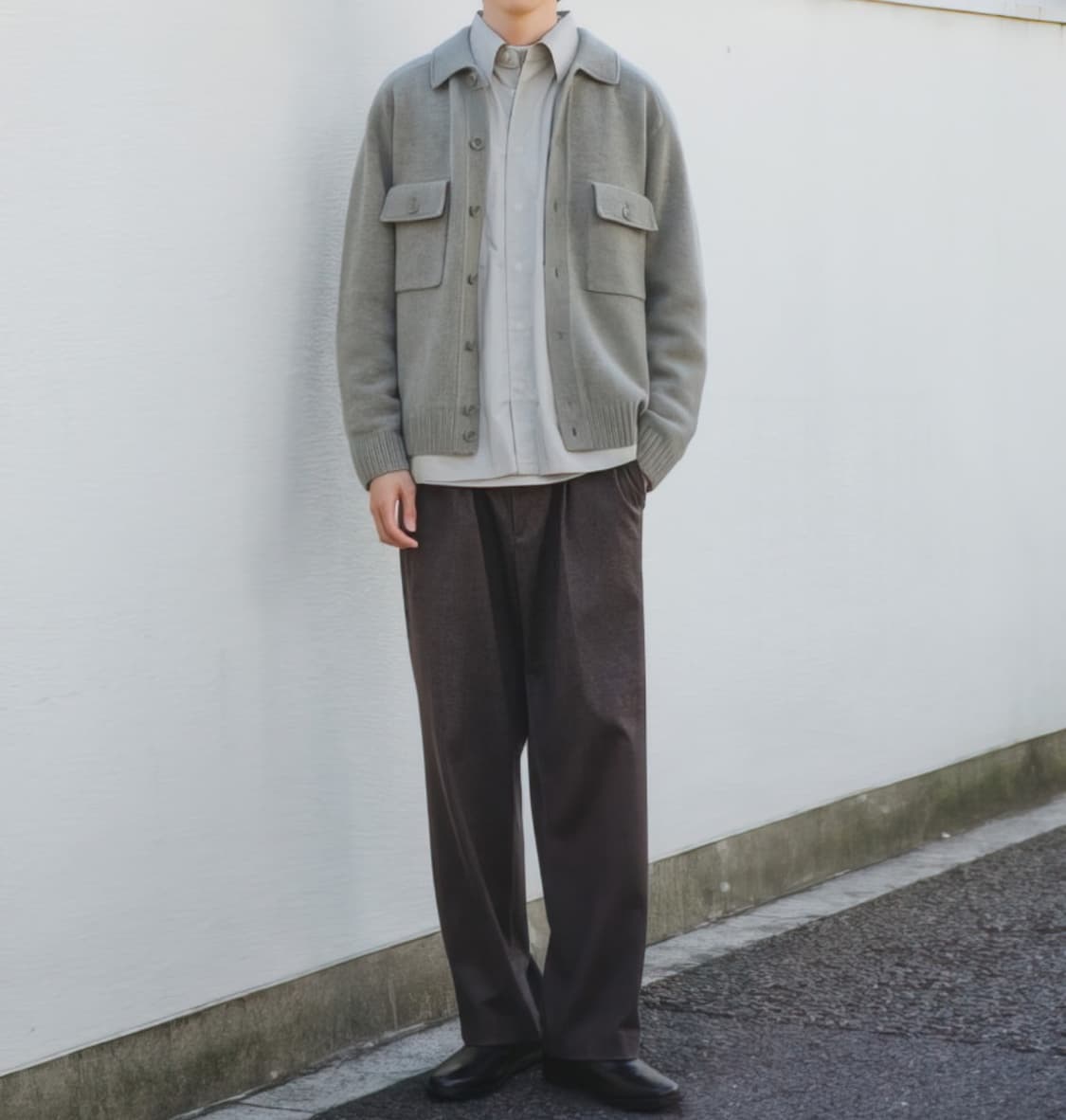 [XL] 유니클로 U 램스울 니트 가디건 그린 상품이미지4