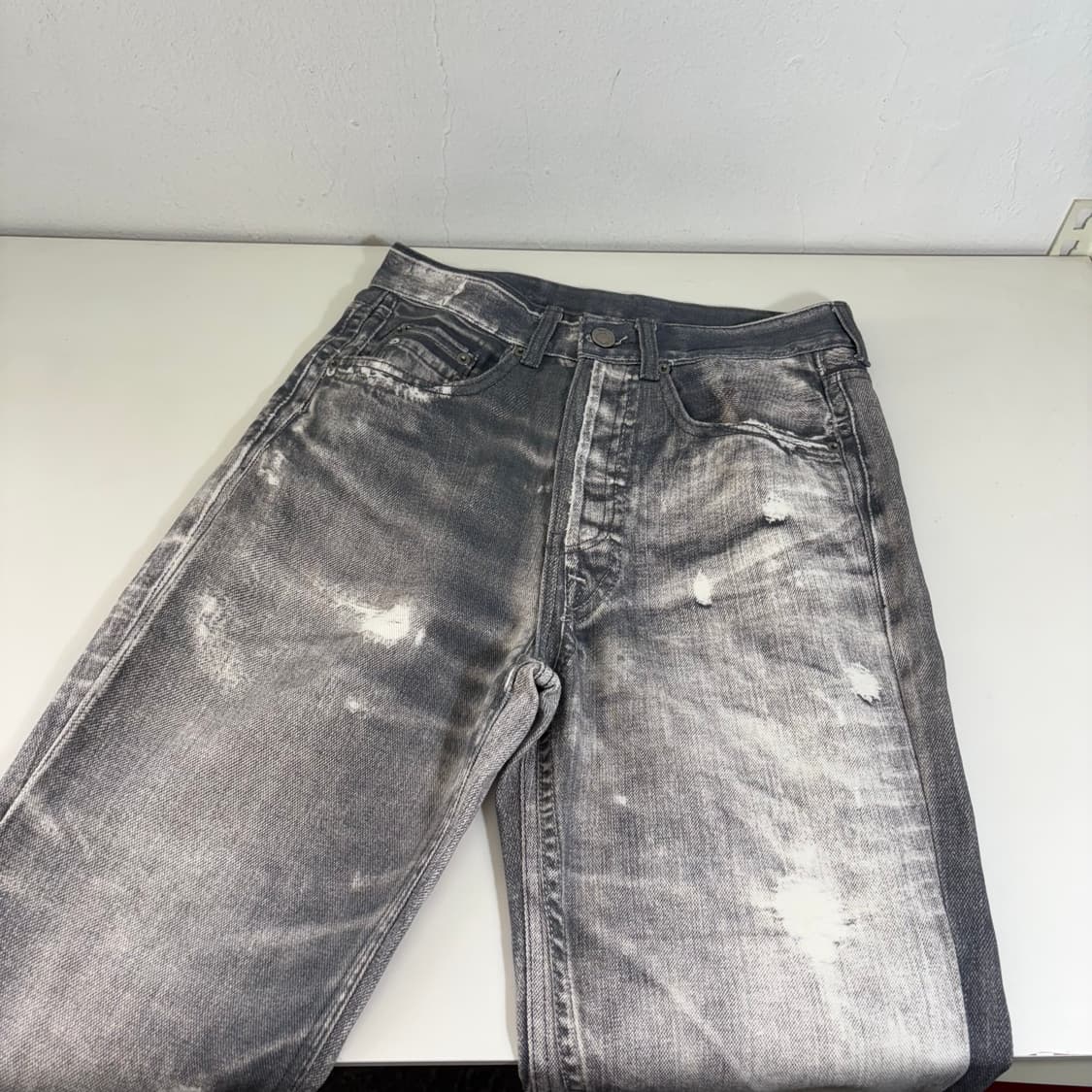 S 디앤에스알 DNSR 일자핏 그레이프린팅 데님팬츠 상품이미지1